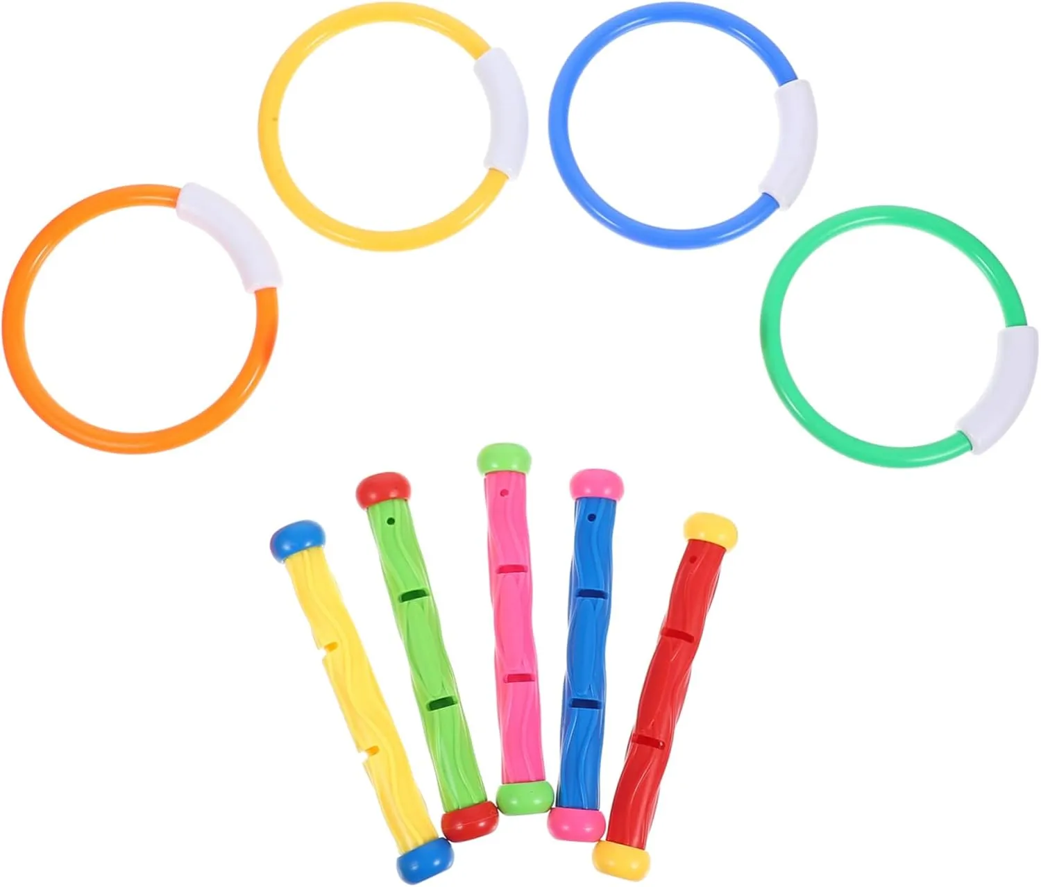 Sosoport 9pcs Underwater Pool Diving for Ages Includes Diving Rings and Sticks Fun Swim for Strengthening Skills and Summer Pool Activities