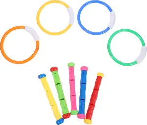 Sosoport 9pcs Underwater Pool Diving for Ages Includes Diving Rings and Sticks Fun Swim for Strengthening Skills and Summer Pool Activities