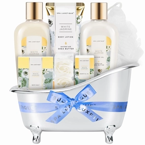 Spa Gifts for Women Jasmine 8 Pcs Spa Luxetique Gift Baskets with Hand Cream Spa Gifts for Women Bath and Body Mothers Day Gifts
