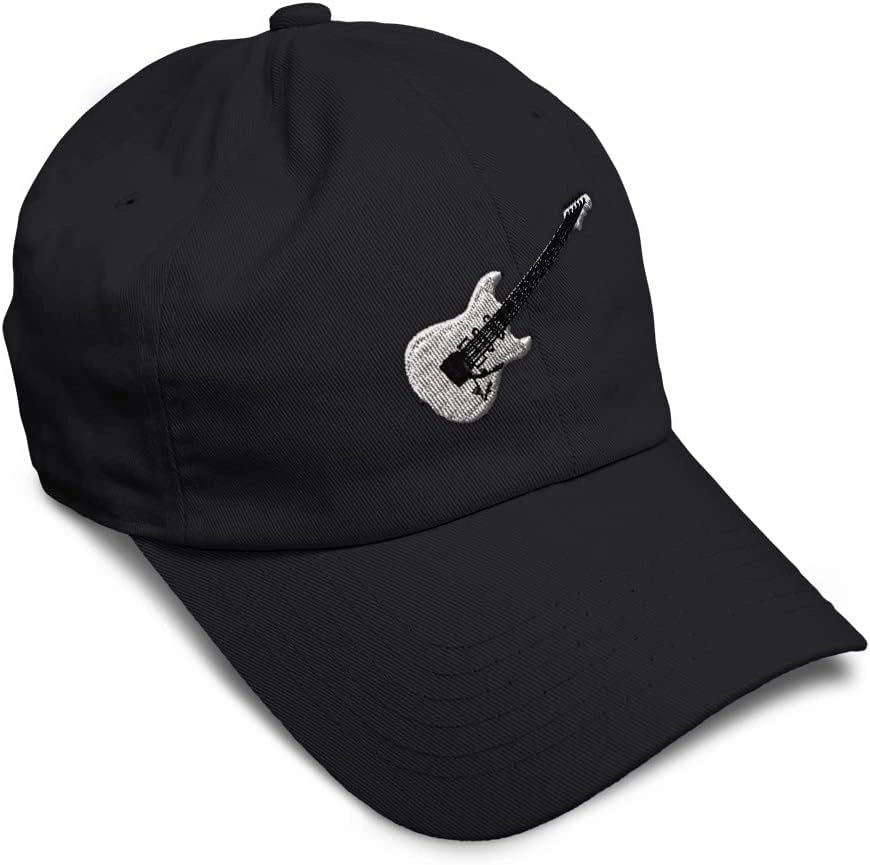 Speedy Pros Soft Baseball Cap Electric Guitar White Embroidery General Music Cotton Dad Hats for Men & Women