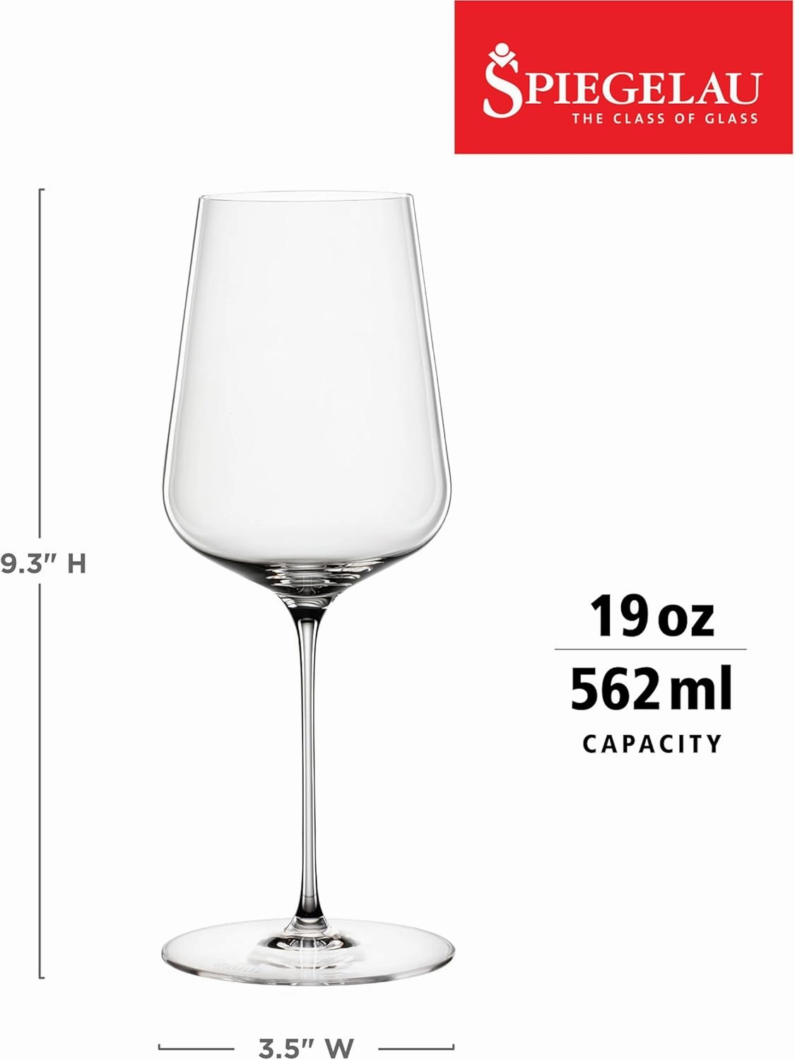 Spiegelau Definition Universal Big Wine Glasses, European Made Crystal Drinking Glass Set for White and Red Wines, Dinner, Birthday Party, Glassware, Home Bar Accessories, 19 oz, Set of 2