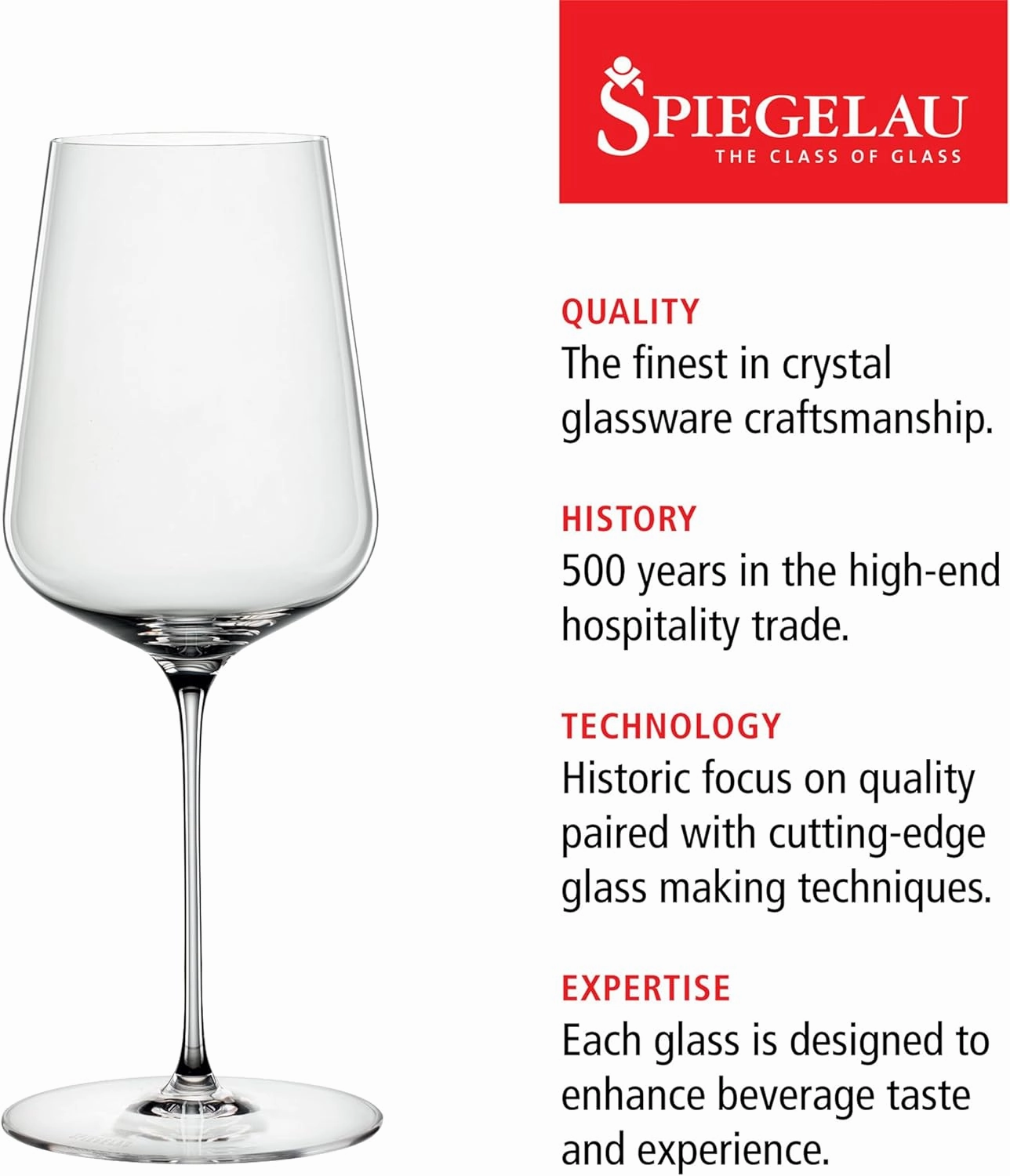 Spiegelau Definition Universal Big Wine Glasses, European Made Crystal Drinking Glass Set for White and Red Wines, Dinner, Birthday Party, Glassware, Home Bar Accessories, 19 oz, Set of 2