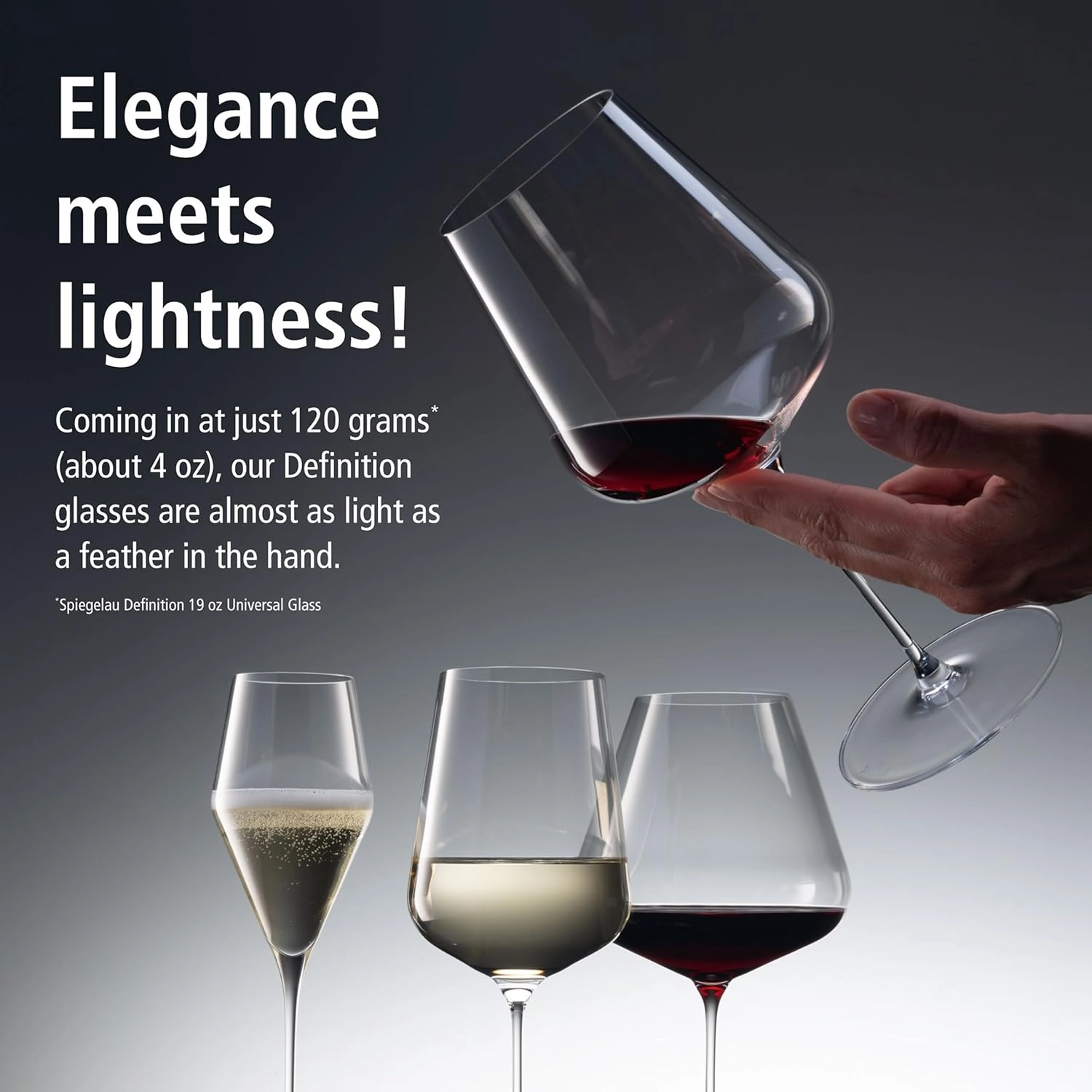 Spiegelau Definition Universal Big Wine Glasses, European Made Crystal Drinking Glass Set for White and Red Wines, Dinner, Birthday Party, Glassware, Home Bar Accessories, 19 oz, Set of 2