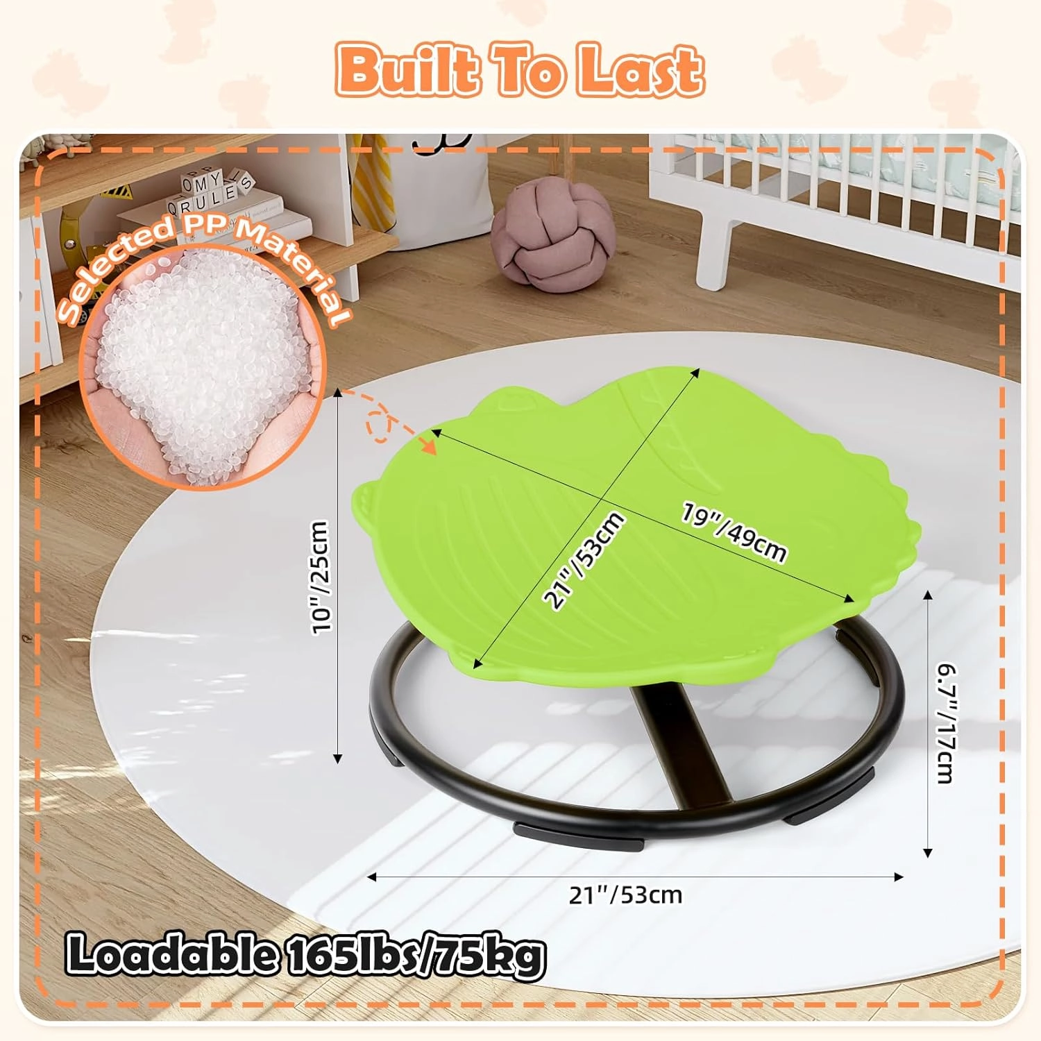 Spinning Chair for Kids, Sensory Integration Training Swivel Chair for Children with Autism & ADHD, for Balance & Body Coordination Training, Green Dinosaur