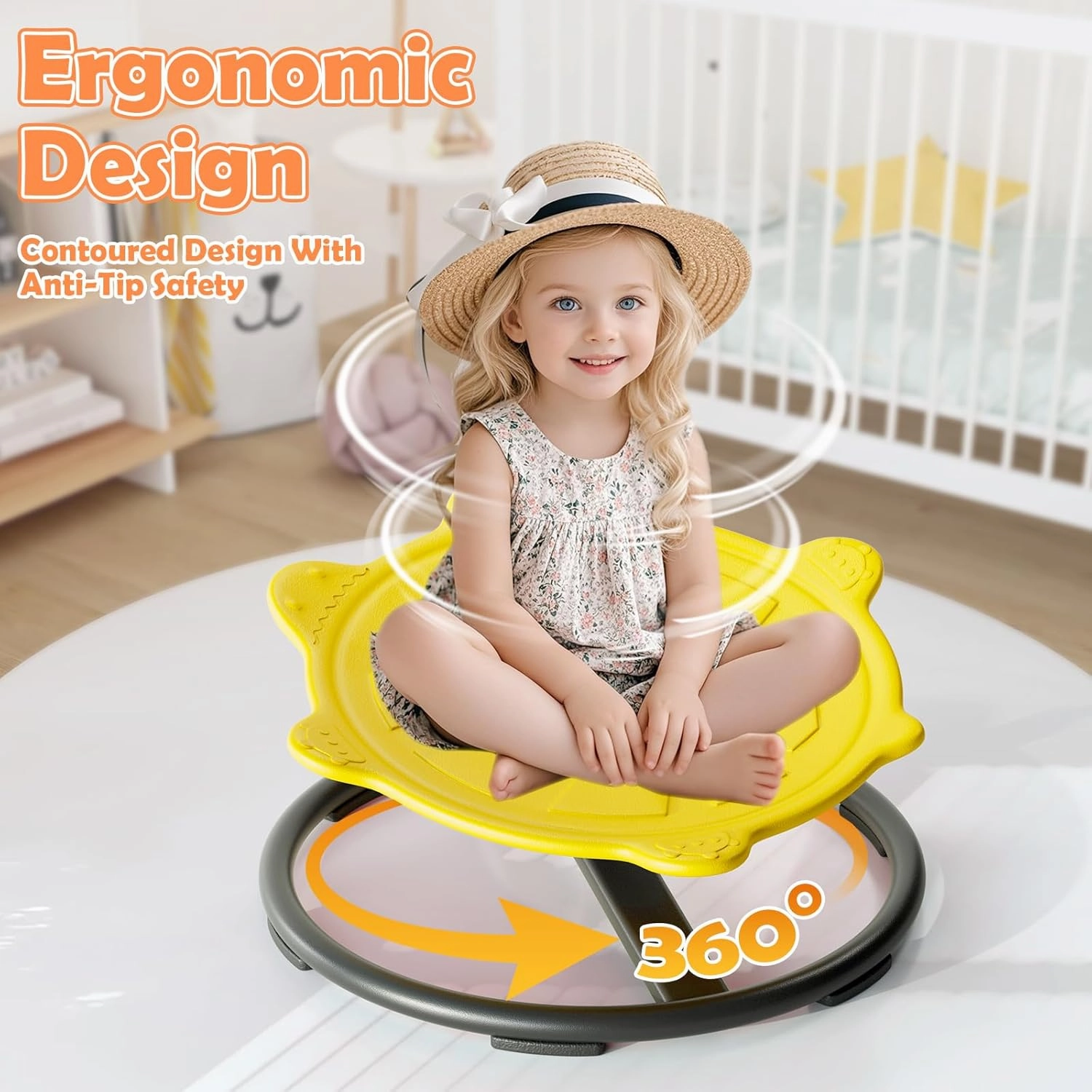 Spinning Chair for Kids, Sensory Integration Training Swivel Chair for Children with Autism & ADHD, for Balance & Body Coordination Training, Yellow Turtle