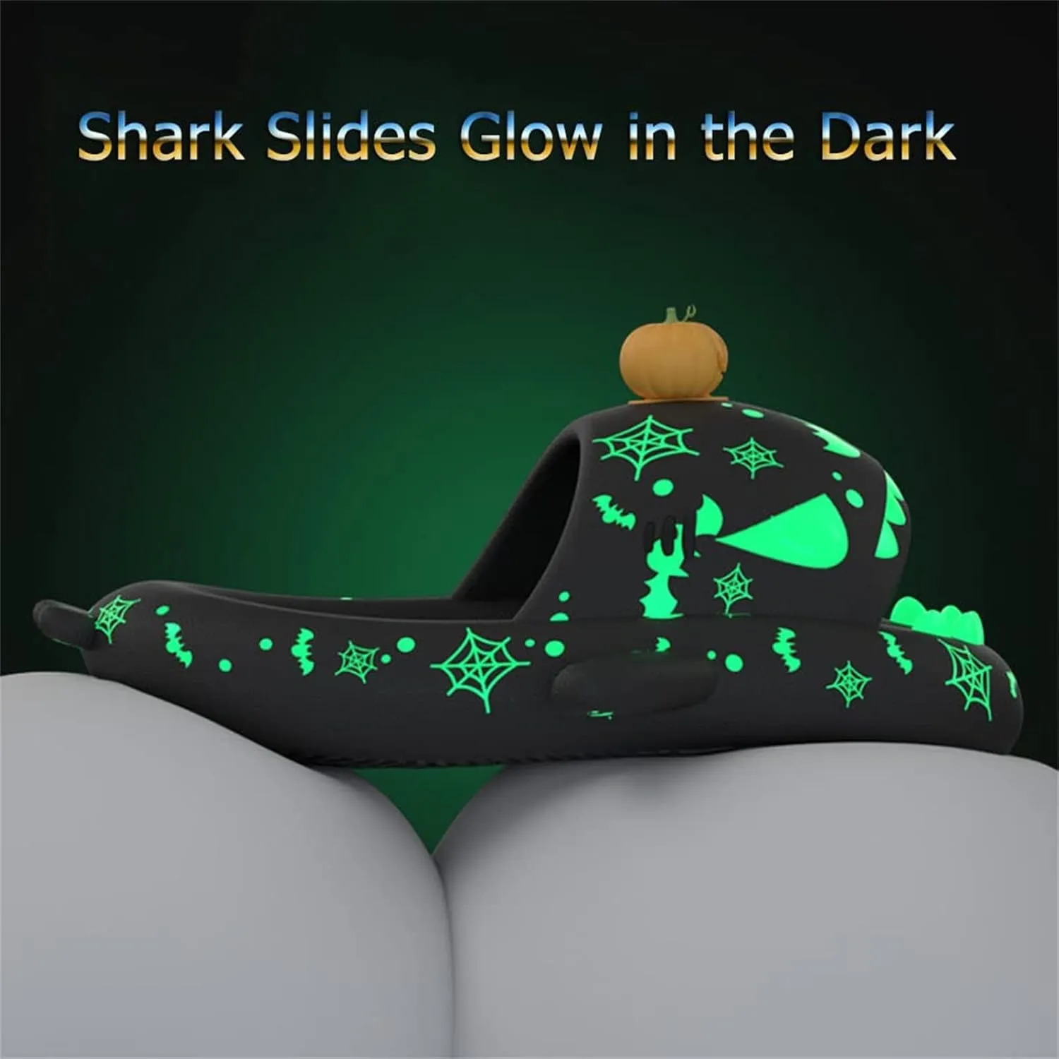 Spooky Shark Slides Glow In The Dark, Cloud Shark Slides Adult 3D Cartoon Christmas Shark Slippers for Men Women