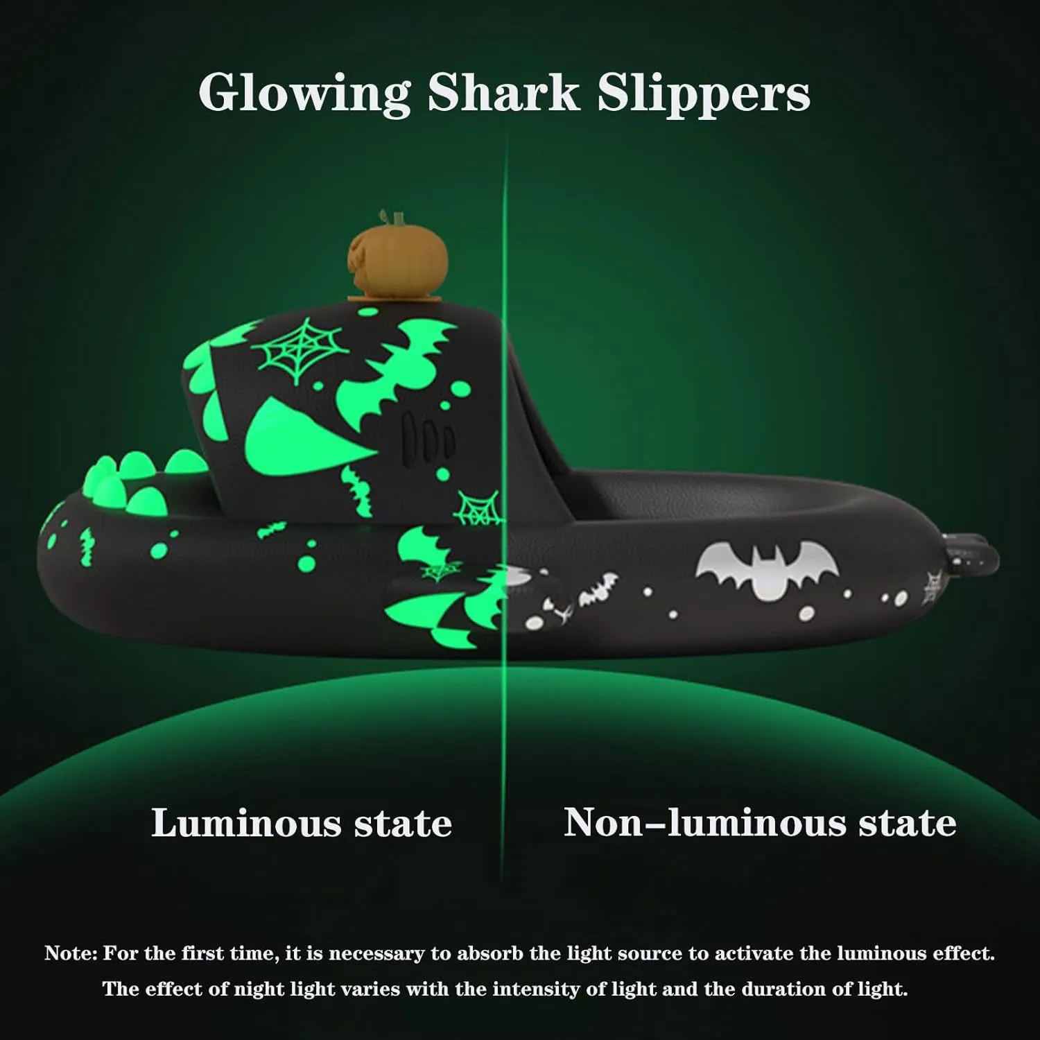 Spooky Shark Slides Glow in The Dark Halloween Shark Slides Christmas Shark Slides Halloween Shark Shoes Santa Shark Slides Slippers for Women Men