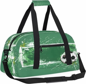 Sport Ball Soccer Theme Kids Overnighter Duffel Bags for Boys, Carry-On Size Sports Gym Bag with Front Zipper Pocket for School Practice or Overnight Travel Weekender Sleepover Tote Bag