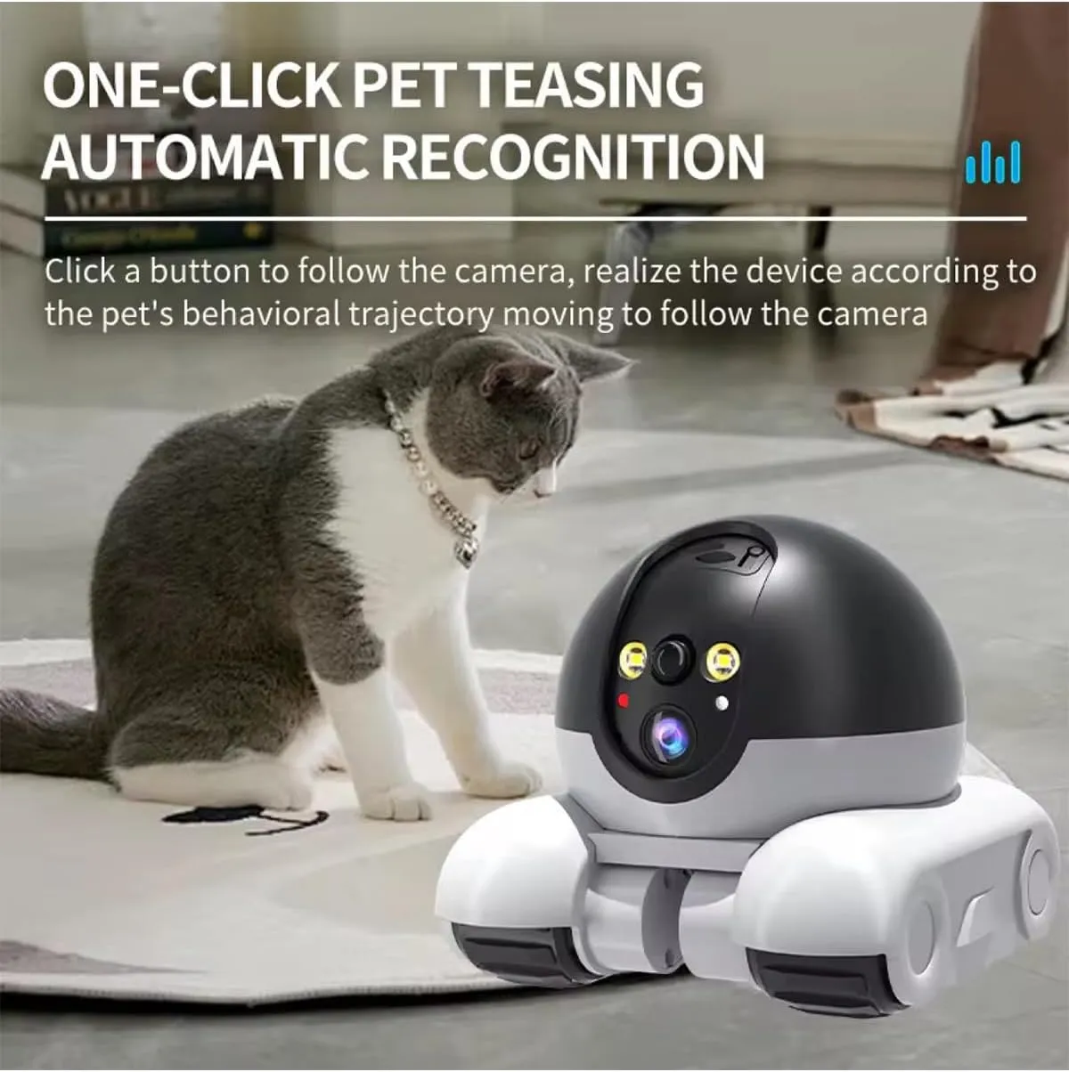 Spymate Robot - Mini Robot Camera on Wheels 1080p Dual Lens, Indoor Movable Spymate Security Cameras with 2-Way Talk, Night Vision, Rolling Camera Robot for Cats/Dogs/Baby/Elderly (128G)