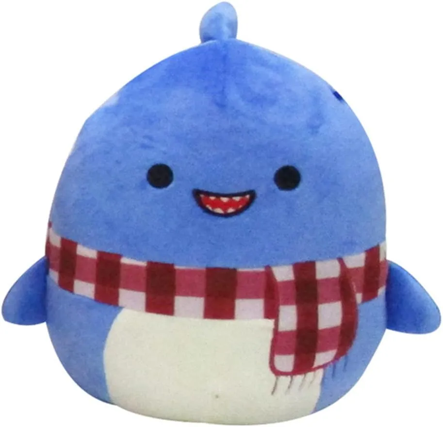 Squishmallow Official Christmas Winter Holiday Kellytoy Plush Squishy Soft Plush Toy Animals (Rey Shark (with Scarf), 8 Inch)