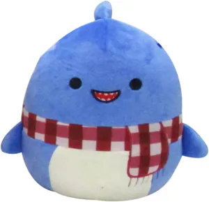 Squishmallow Official Christmas Winter Holiday Kellytoy Plush Squishy Soft Plush Toy Animals (Rey Shark (with Scarf), 8 Inch)