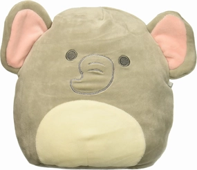 SQUISHMALLOW 8-inch Emma the Baby Elephant with Rattle Children's Plush Toy Pillow, Gray, 8-inch