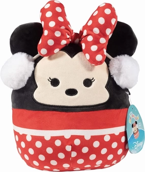 Squishmallows 8 Inch Christmas Disney Minnie Mouse Plush with Ear Muffs - Red Holiday Stuffed Animal Toy