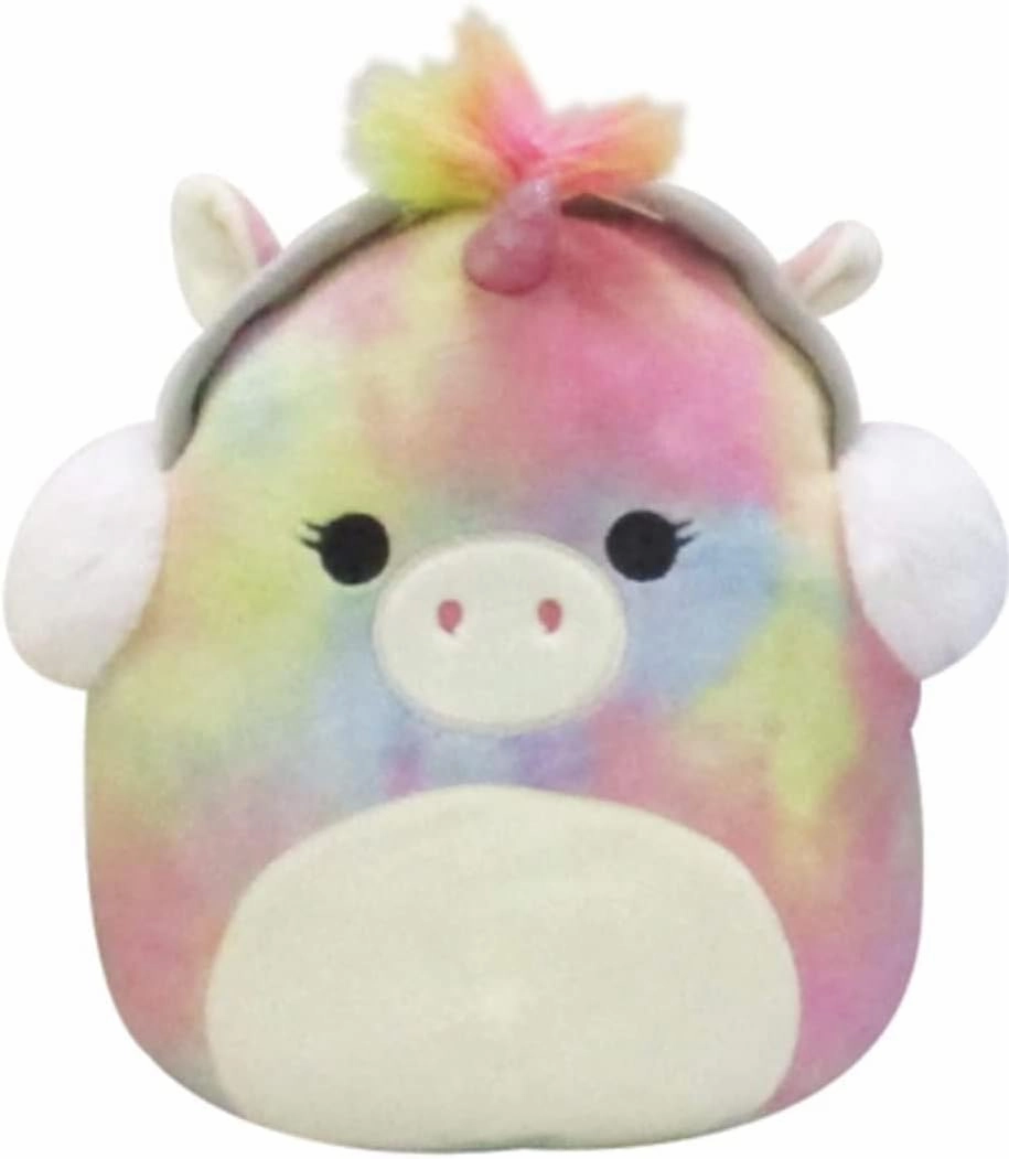 Squishmallows Official Kellytoy Plush 8 Inch Squishy Soft Plush Toy Animals (Esmeralda The Unicorn with Earmuffs)