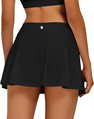 Stelle Women Tennis Skirt Golf Skorts Athletic High Waisted with Pockets Inner Shorts Sport Workout Pleated Pickleball