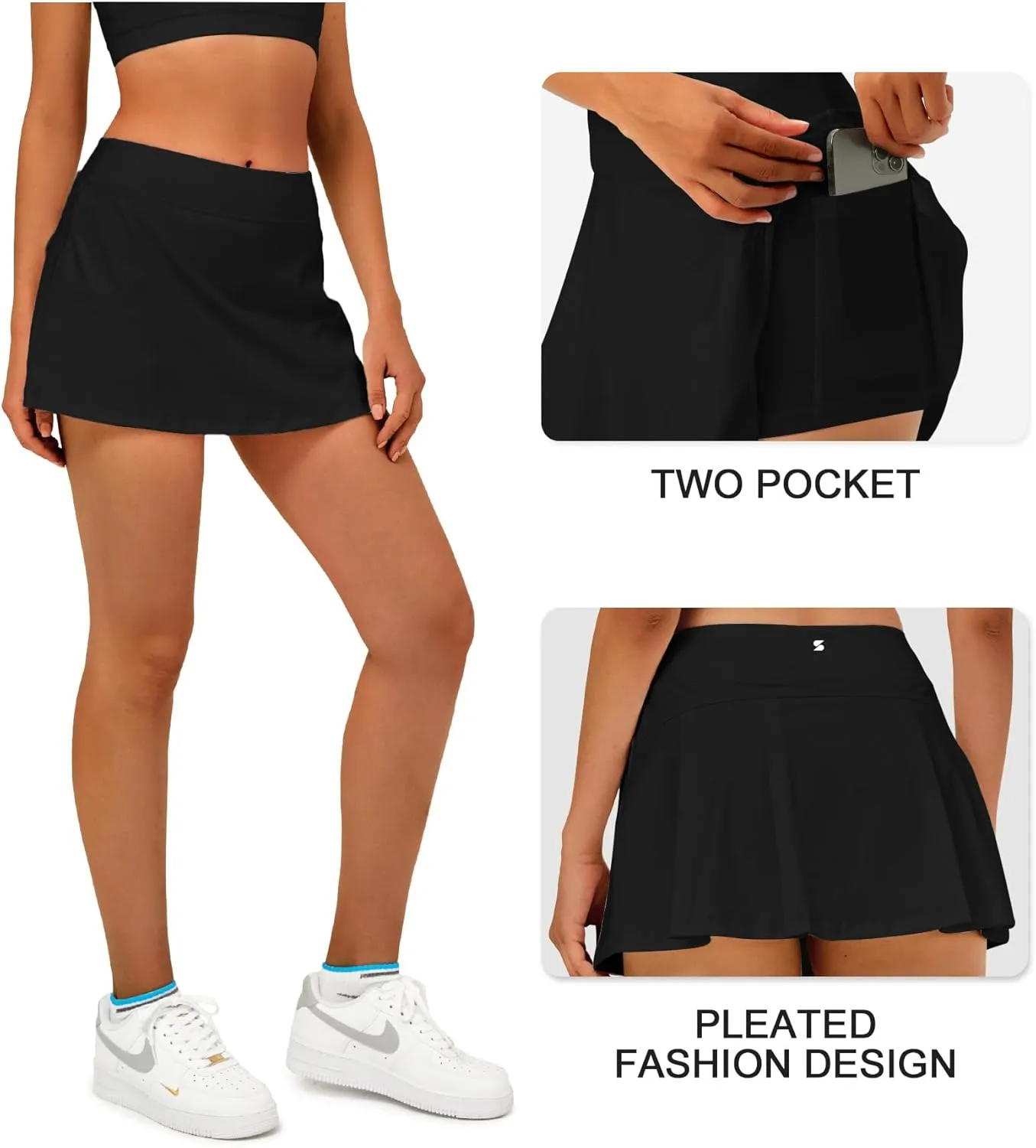 Stelle Women Tennis Skirt Golf Skorts Athletic High Waisted with Pockets Inner Shorts Sport Workout Pleated Pickleball