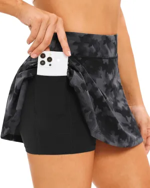 Stelle Women's Tennis Golf Skirts High Waisted with Pockets Inner Shorts for Athletic Skorts Sports Running Pickleball