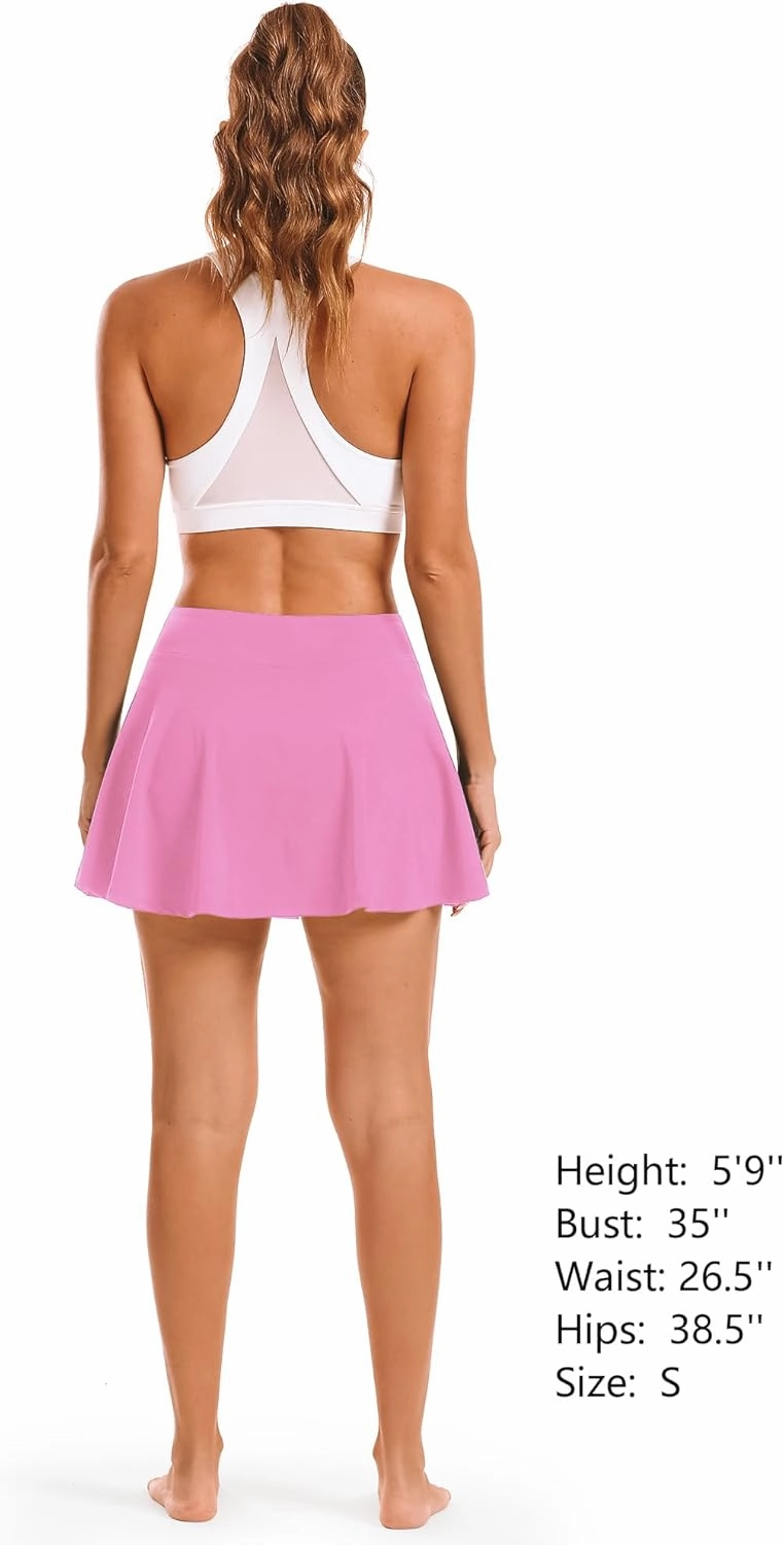 Stelle Women's Tennis Golf Skirts High Waisted with Pockets Inner Shorts for Athletic Skorts Sports Running Pickleball