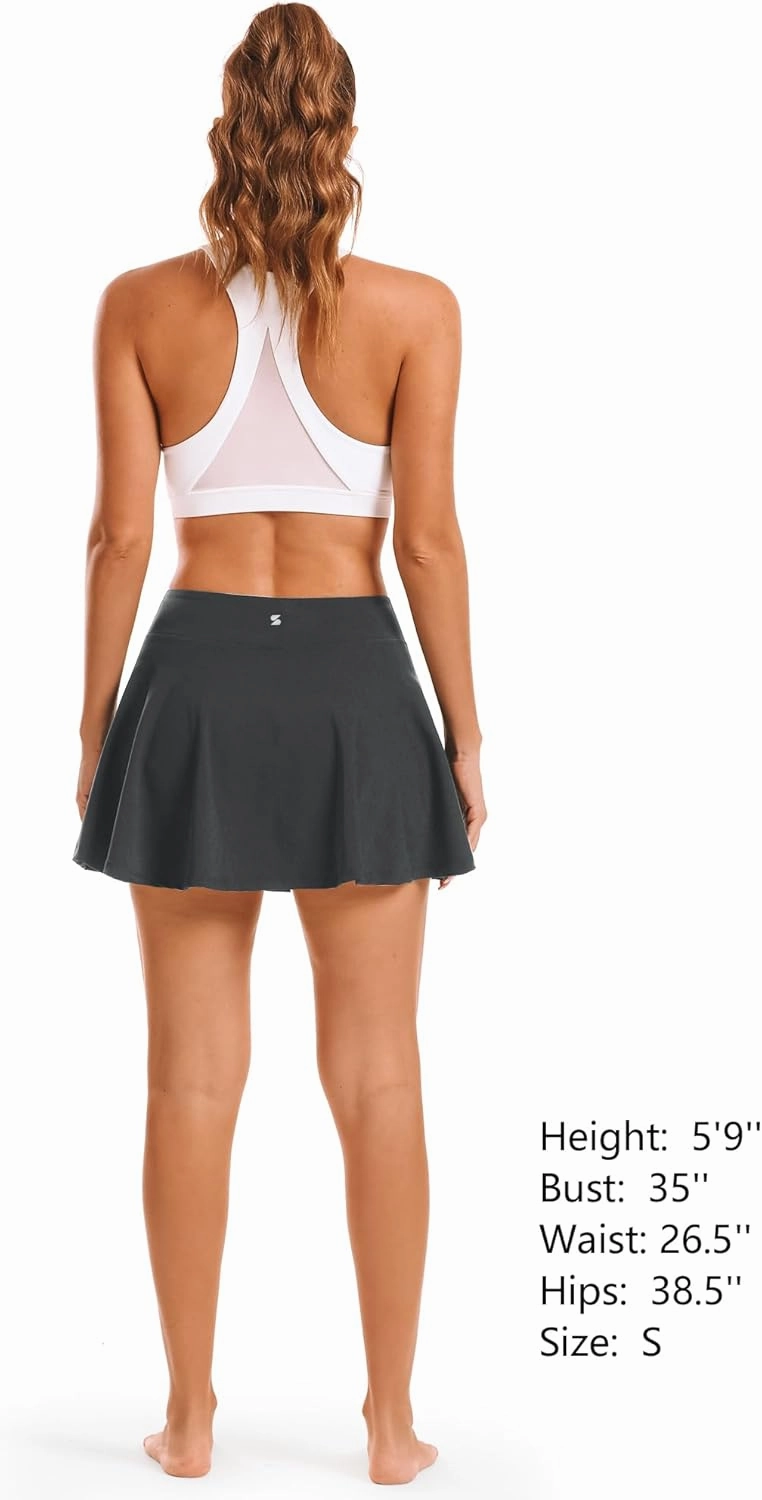 Stelle Women's Tennis Golf Skirts High Waisted with Pockets Inner Shorts for Athletic Skorts Sports Running Pickleball