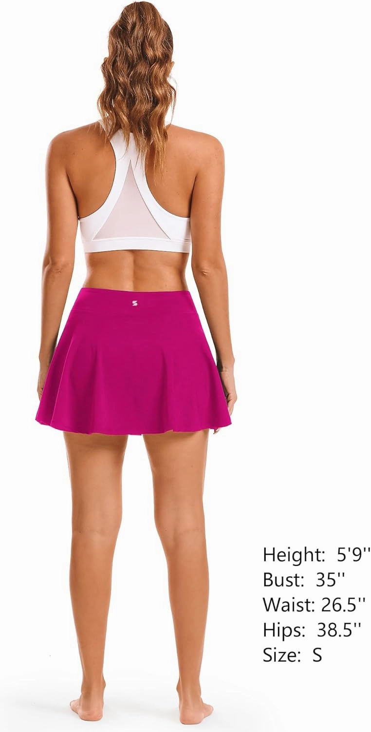 Stelle Women's Tennis Golf Skirts High Waisted with Pockets Inner Shorts for Athletic Skorts Sports Running Pickleball
