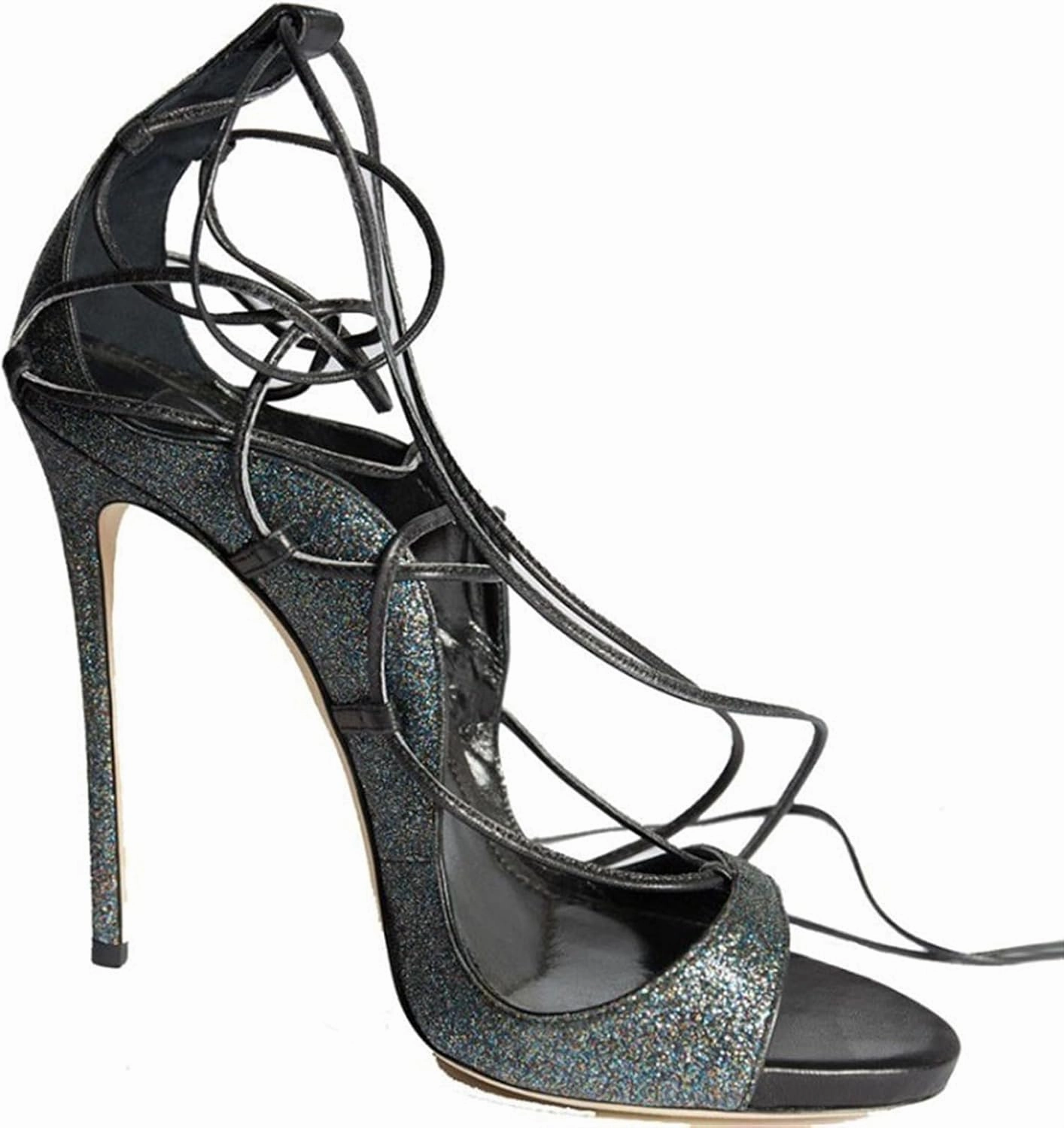 Strappy Heels for Women Open Toe Lace Up Stiletto High Heeled Sandals Prom Party Daily Wedding Shoes