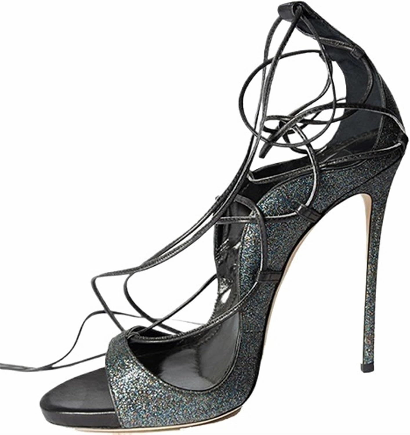Strappy Heels for Women Open Toe Lace Up Stiletto High Heeled Sandals Prom Party Daily Wedding Shoes