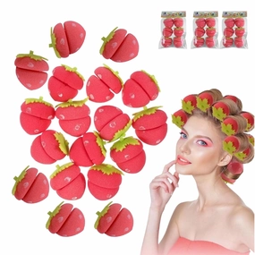Strawberry Heatless Curlers, Strawberry Foam Rollers, Strawberry Overnight Curls, Strawberry shape magic hair curlers, Strawberry hair roller, Strawberry Hair Curlers, Strawberry curler (18PC)