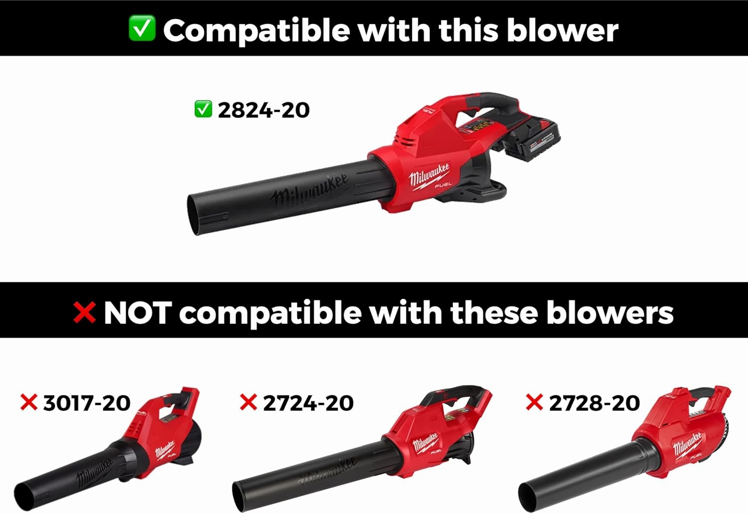 STUBBY Car Drying Nozzle for Milwaukee M18 Fuel Leaf Blowers - Dual Battery (2824-20)