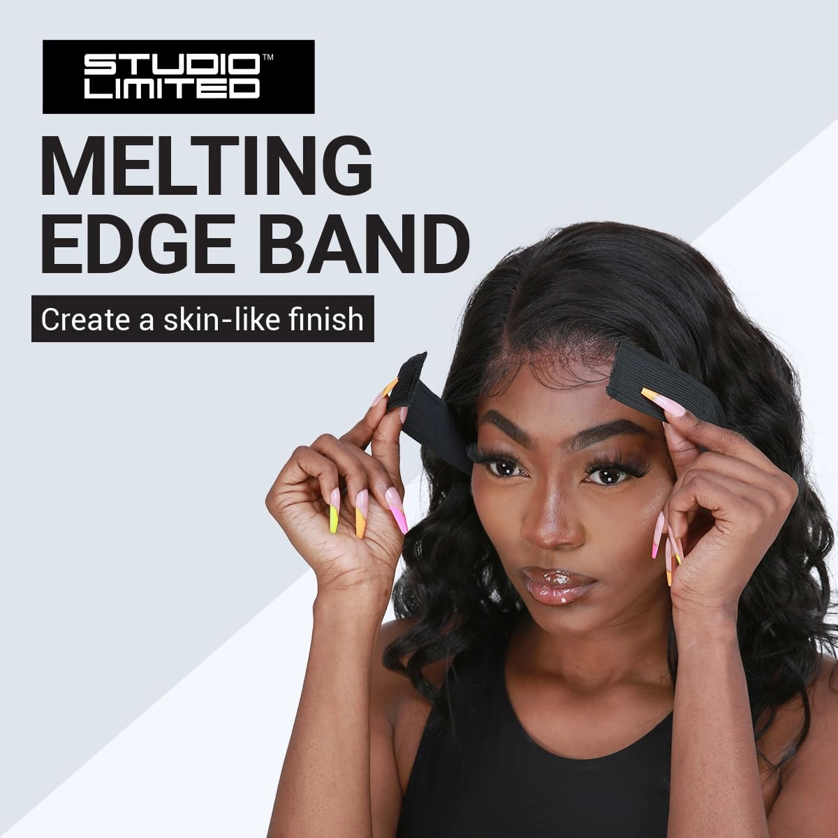 STUDIO LIMITED Wig Cap with Grip Band for Secure Placement, Wider Transparent Lace for Lace Front Wigs - Skin Tone Non-Slip Design with Glueless Wig Support (Brown   Melting Band Set)