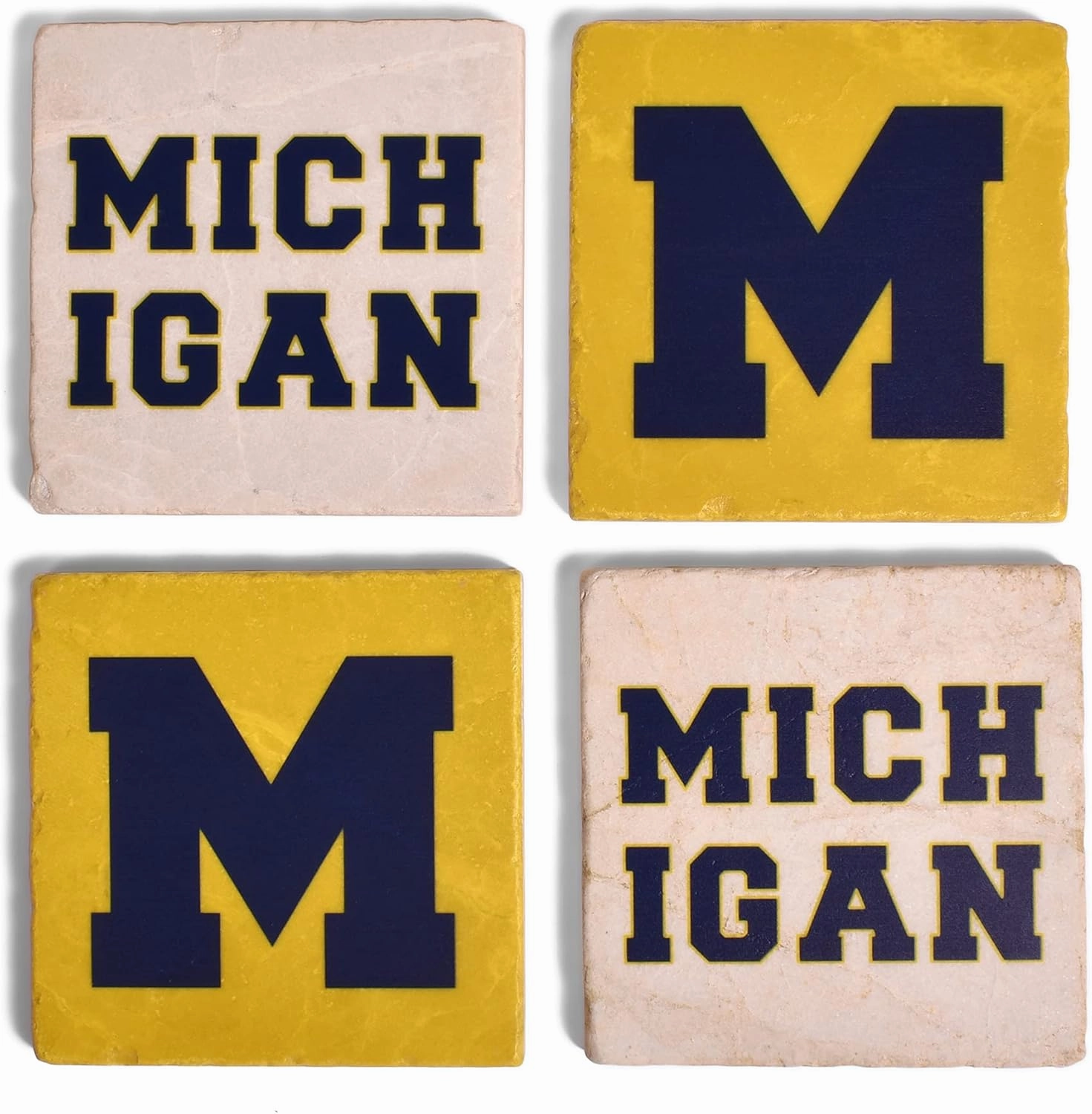 Studio Vertu Michigan State Tumbled Marble Coasters, Set of 4