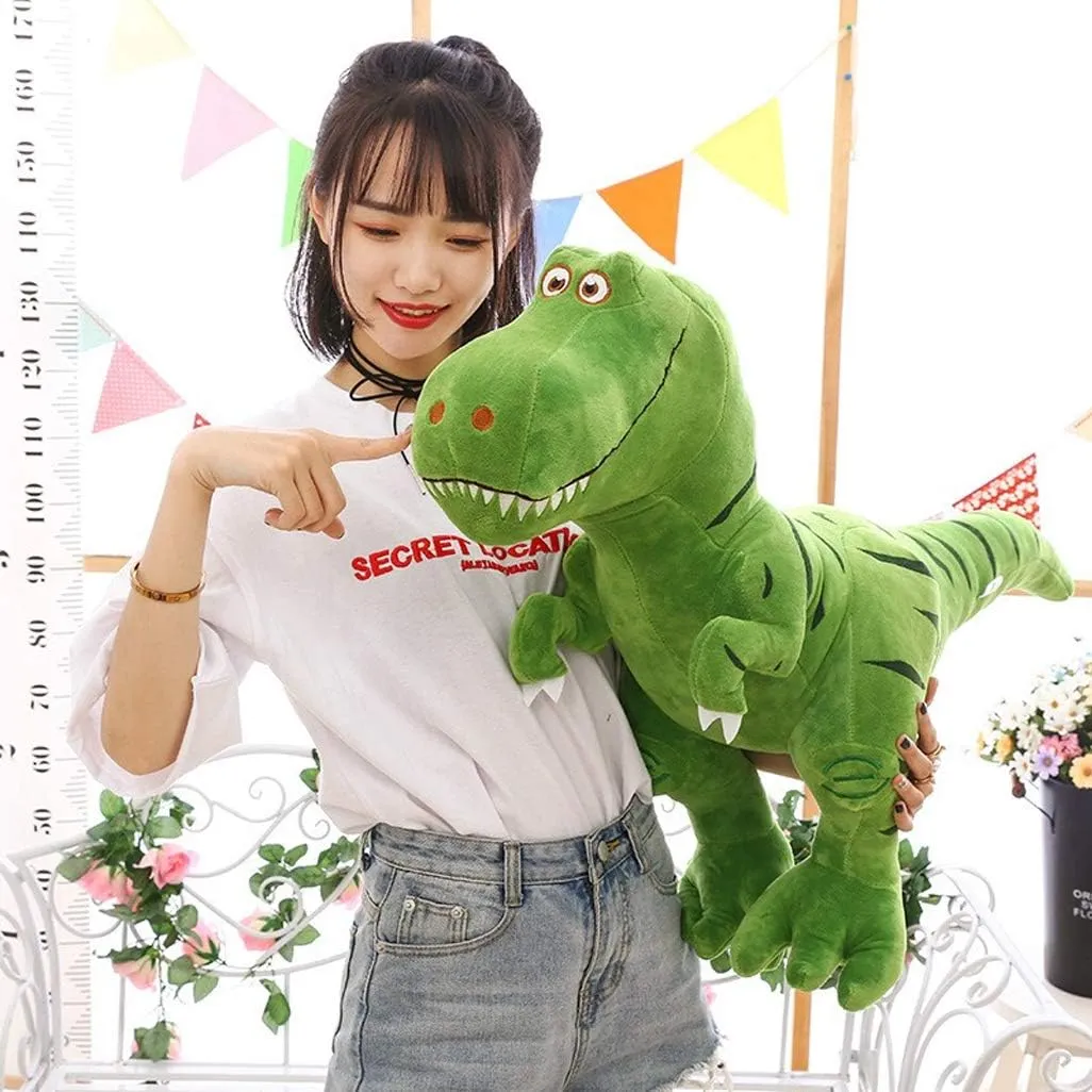 Stuffed Dinosaur Animal Plush Toys 14 Inches Green T-Rex Tyrannosaurus Animal Stuffed Plushies Super Soft Cute Cuddly Pillow Cushion Rex Stuff Dolls Gifts for Children Kids Boys Girls, 14Inches