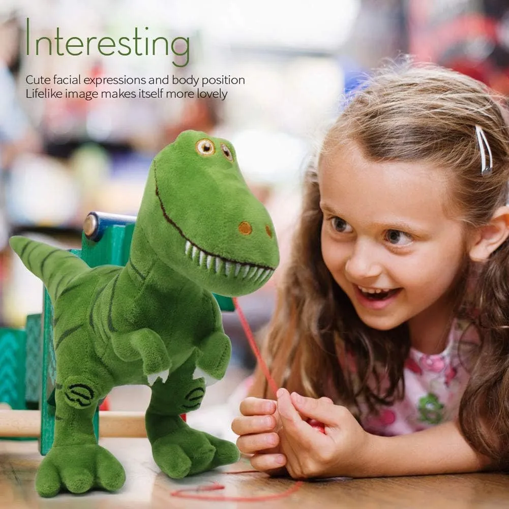 Stuffed Dinosaur Animal Plush Toys 14 Inches Green T-Rex Tyrannosaurus Animal Stuffed Plushies Super Soft Cute Cuddly Pillow Cushion Rex Stuff Dolls Gifts for Children Kids Boys Girls, 14Inches