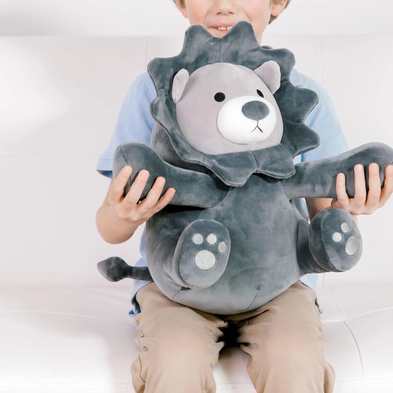 Stuffed Animal Lion Gray | Ultra Soft Plushie Cute Stuffed Lion | Plush Safari Stuffed Animals for Kids