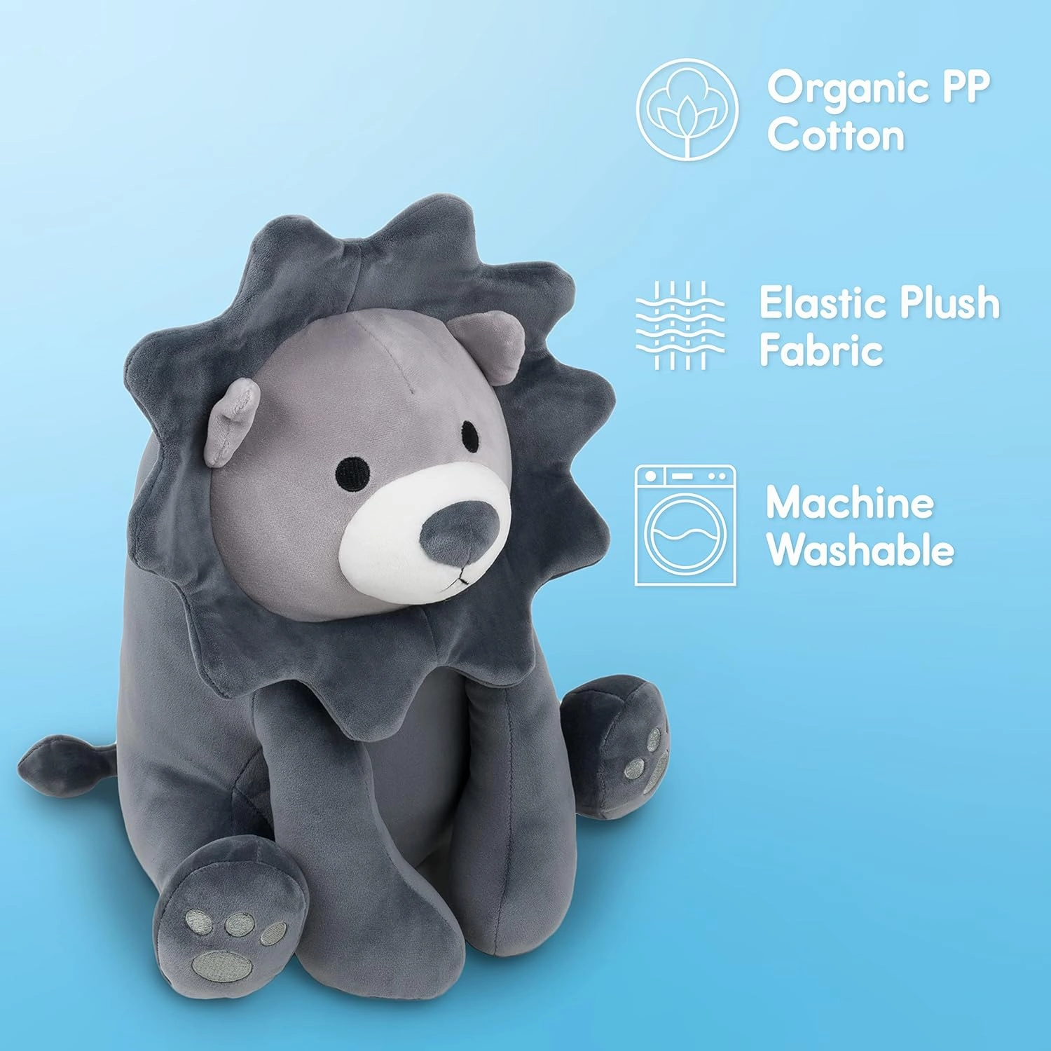 Stuffed Animal Lion Gray | Ultra Soft Plushie Cute Stuffed Lion | Plush Safari Stuffed Animals for Kids
