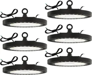 Sunco 6 Pack UFO LED High Bay Light, Lighting for Warehouse, 6000K Daylight Deluxe, 150W, 21000 LM, 100-277V, Dimmable 0-10V, IP65 Waterproof, Super Bright, UL