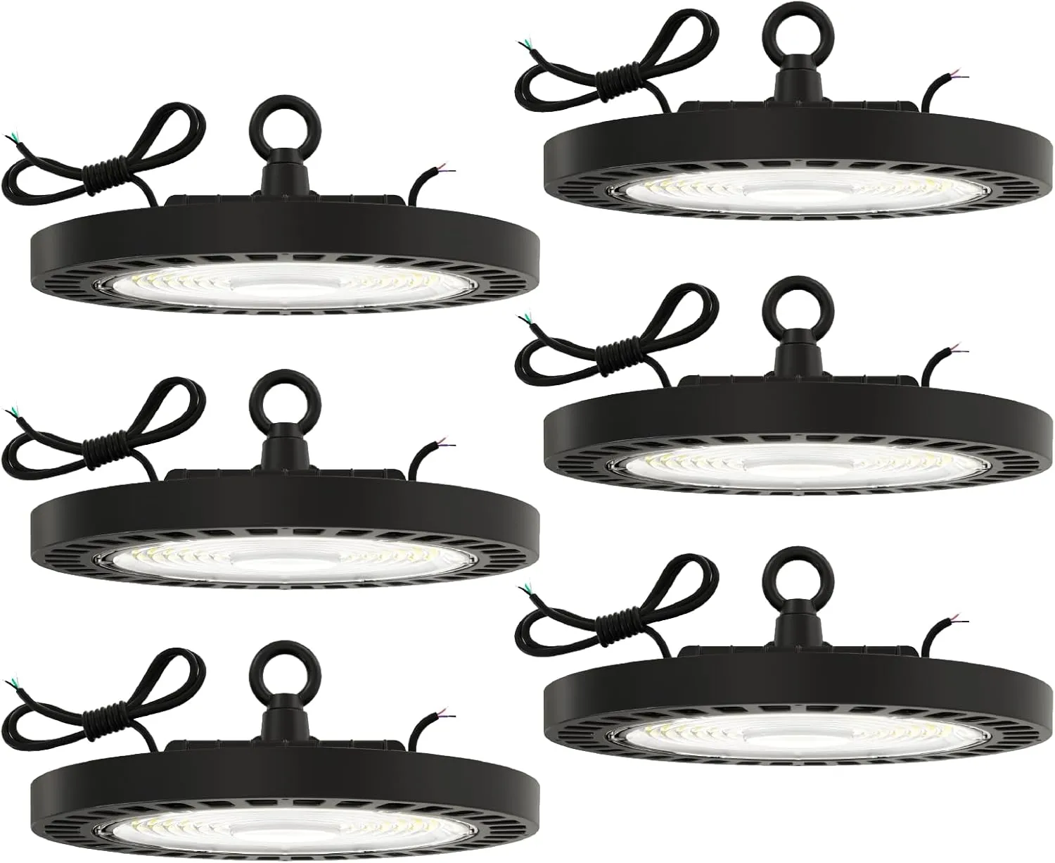 Sunco 6 Pack UFO LED High Bay Light, Lighting for Warehouse, 6000K Daylight Deluxe, 150W, 21000 LM, 100-277V, Dimmable 0-10V, IP65 Waterproof, Super Bright, UL