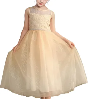 Sunny Fashion Girls Dress Flower Lace Top Burgundy Gradient Skirt Sleeveless