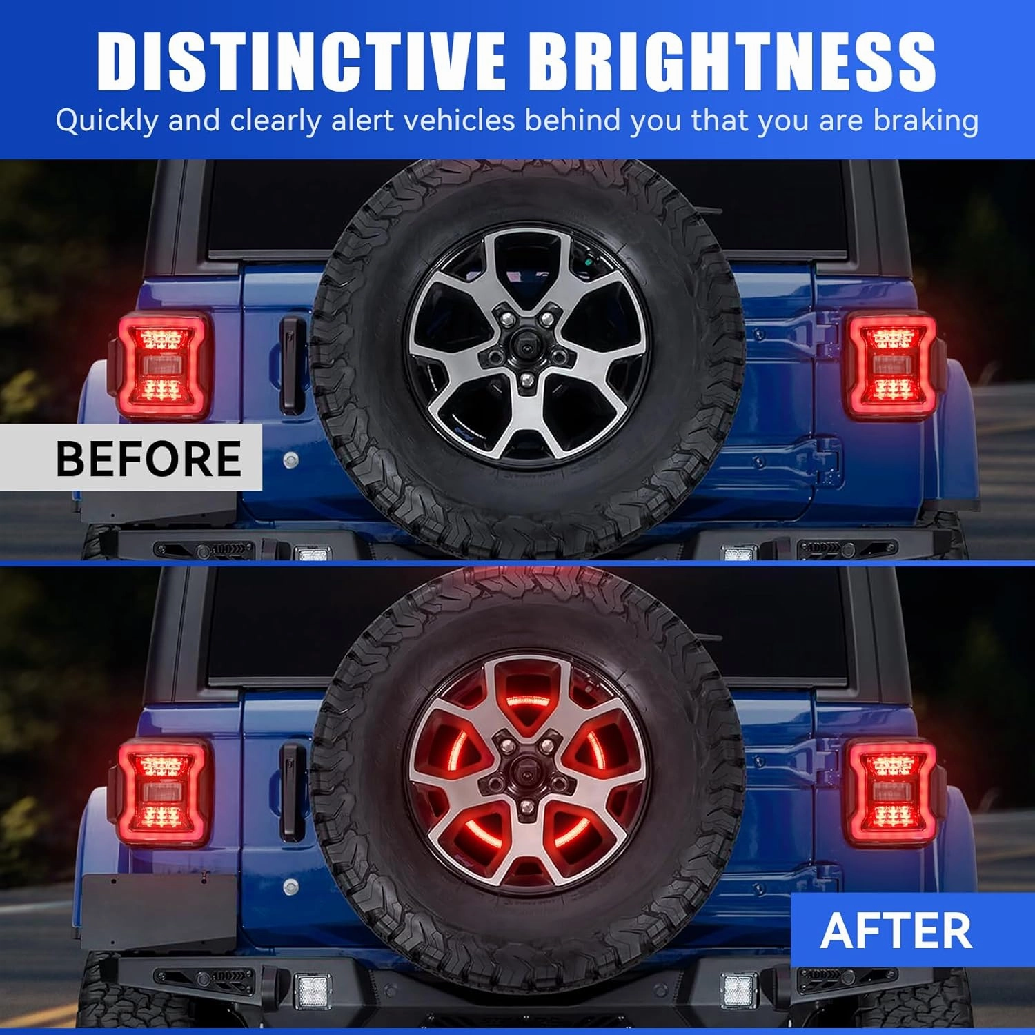 SUPAREE Spare Tire Brake Light Fit for 2018-2025 Jeep Wrangler JL JLU, Plug and Play 4th Third Brake Light Rear LED Ring Wheel Light, Red