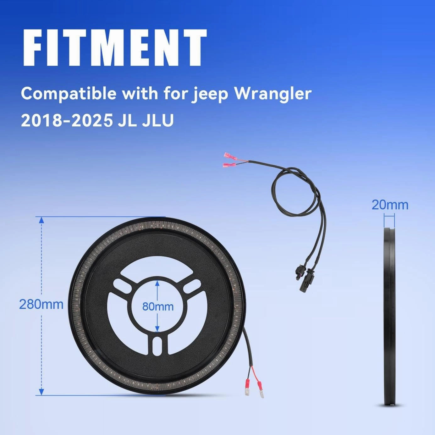 SUPAREE Spare Tire Brake Light Fit for 2018-2025 Jeep Wrangler JL JLU, Plug and Play 4th Third Brake Light Rear LED Ring Wheel Light, Red