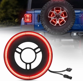 SUPAREE Spare Tire Brake Light Fit for 2018-2025 Jeep Wrangler JL JLU, Plug and Play 4th Third Brake Light Rear LED Ring Wheel Light, Red