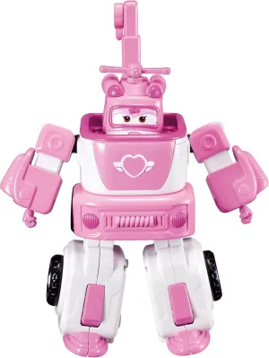 Super Wings - 7' Dizzy's Rescue Tow with 2' Pink Transform-a-Bot Mini Figure,Transforming Airplane Toy Vehicle Set,Toy for 3 4 5 Year Old Boys and Girls,US720314