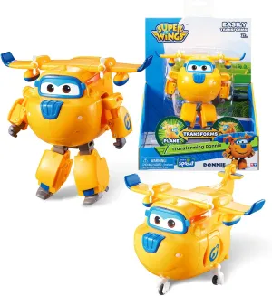 Super Wings Transformable Toys, 5 in Donnie Airplane Transforming Figures Toys, 2 in 1 Mode Rescue Bots Action Figure Toys for 3-5 Year Old Boys Girls, Fun Plane Toys for Toddlers Kids Age 3 4 5 6 7