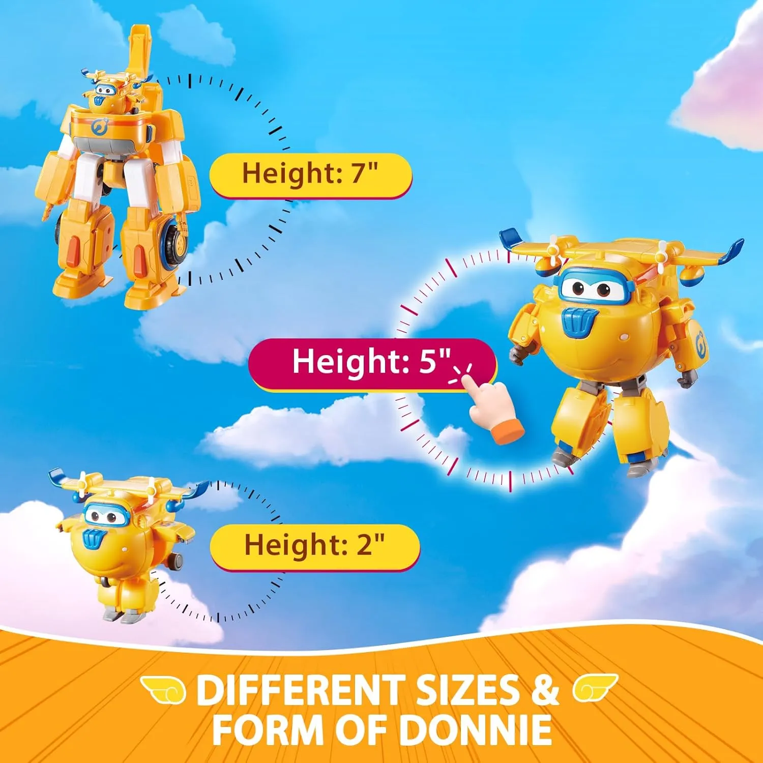 Super Wings Transformable Toys, 5 in Donnie Airplane Transforming Figures Toys, 2 in 1 Mode Rescue Bots Action Figure Toys for 3-5 Year Old Boys Girls, Fun Plane Toys for Toddlers Kids Age 3 4 5 6 7