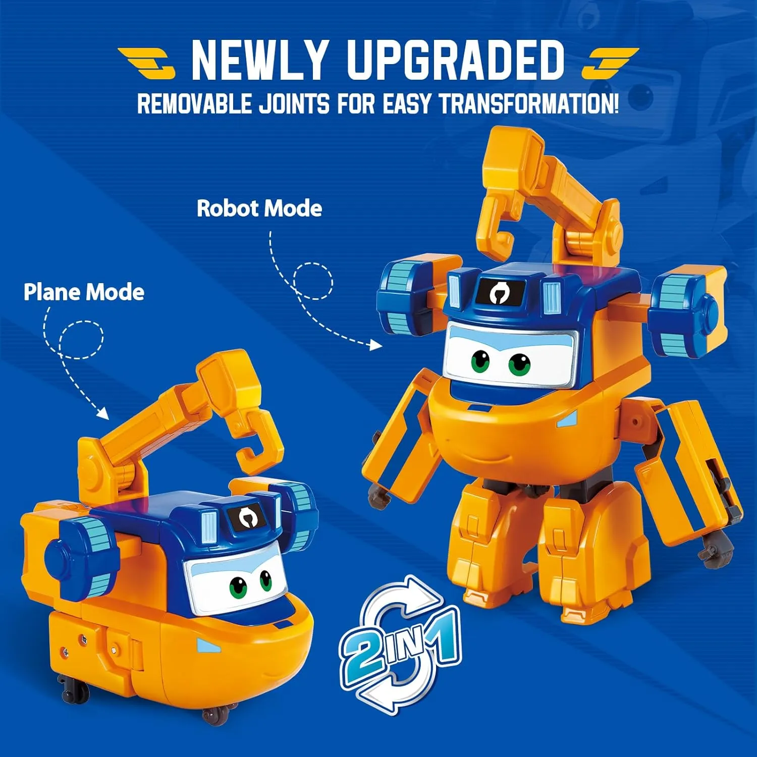 Super Wings Transformable Toys, 5 in Marty Airplane Transforming Figures Toys, 2 in 1 Mode Rescue Bots Action Figure Toys for 3-5 Year Old Boys Girls, Fun Plane Toys for Toddlers Kids Age 3 4 5 6 7