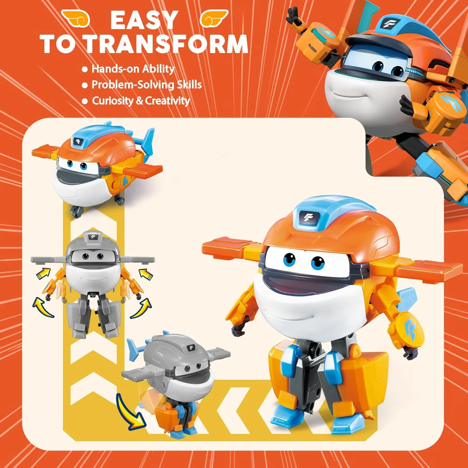 Super Wings Transforming Toys, 5 in Taki Airplane Transformable Figures Toys, 2 in 1 Mode Rescue Bots Action Figure Toys for 3-5 Year Old Boys Girls, Fun Plane Toys for Toddlers Kids Age 3 4 5 6 7