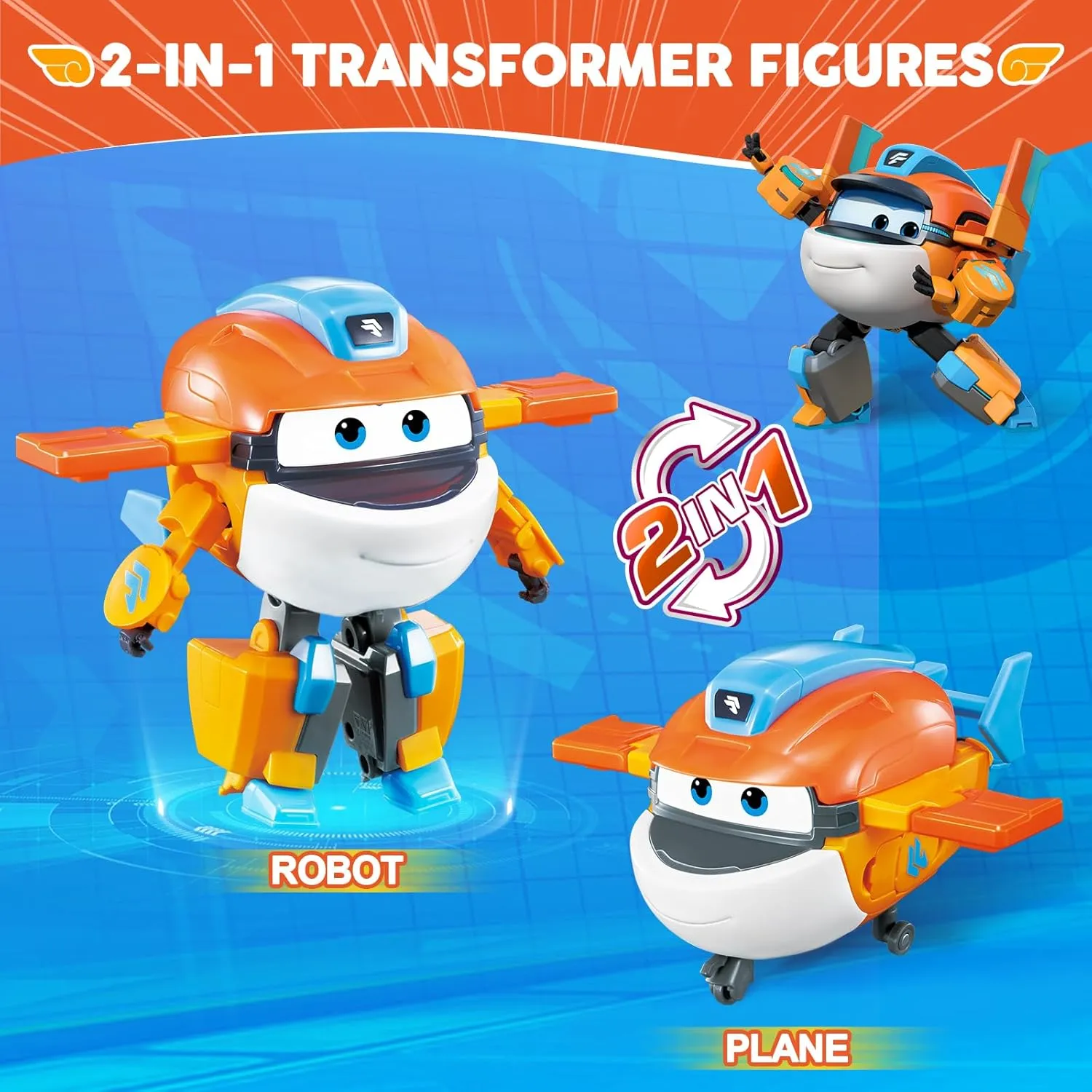 Super Wings Transforming Toys, 5 in Taki Airplane Transformable Figures Toys, 2 in 1 Mode Rescue Bots Action Figure Toys for 3-5 Year Old Boys Girls, Fun Plane Toys for Toddlers Kids Age 3 4 5 6 7