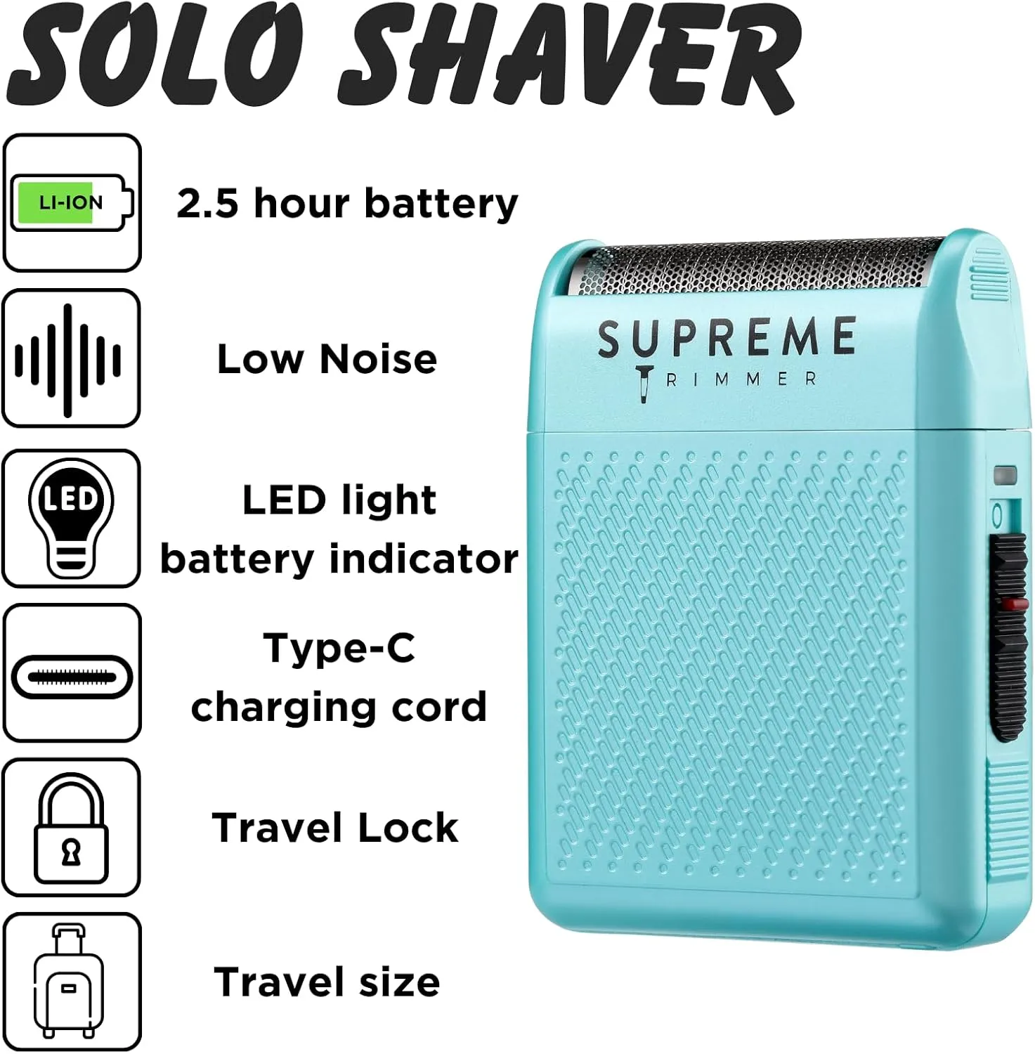 Supreme Trimmer Solo Single Foil Shaver for Pocket | 150 Min Runtime Cordless use, Powerful USB-C Mini Travel Razor for Professional & Home use | STF101