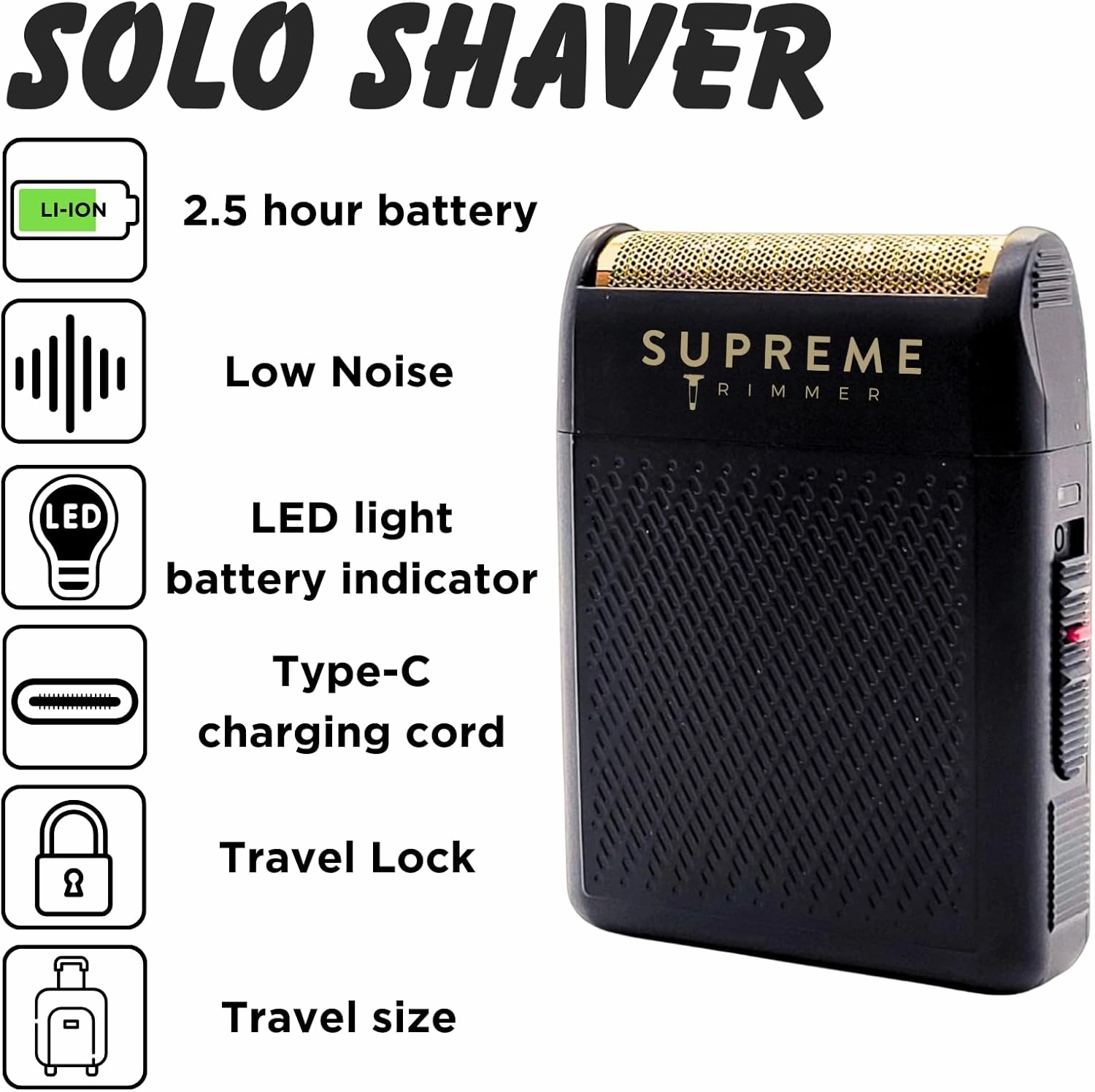 Supreme Trimmer Solo Single Foil Shaver for Pocket | 150 Min Runtime Cordless use, Powerful USB-C Mini Travel Razor for Professional & Home use | STF101