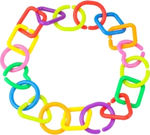 SUPVOX 75pcs Geometric Link for Boy Girl Early Education Sensory Chain for Stroller Crib Highchair Develop Fine Motor Skills with Bright Colors and Engaging Shapes