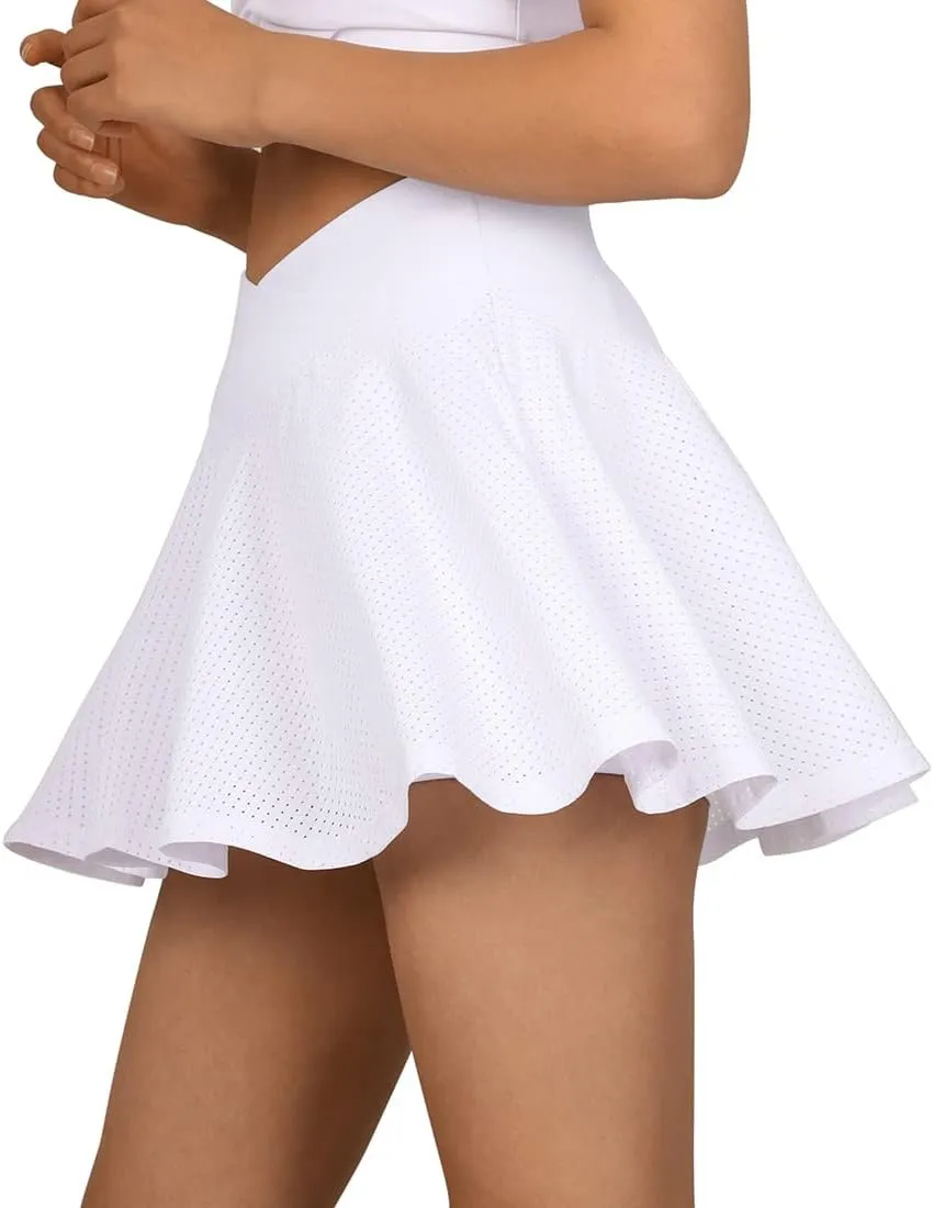SUUKSESS Womens Pleated Tennis Skirt Crossover High Waisted Mesh Golf Skorts